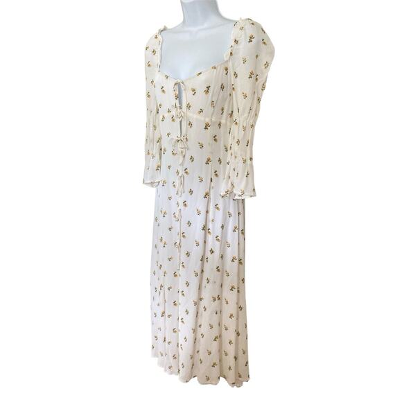 Reformation Roberta Floral Viscose Peasant Boho Maxi /Midi Dress Size 12 - Picture 4 of 10